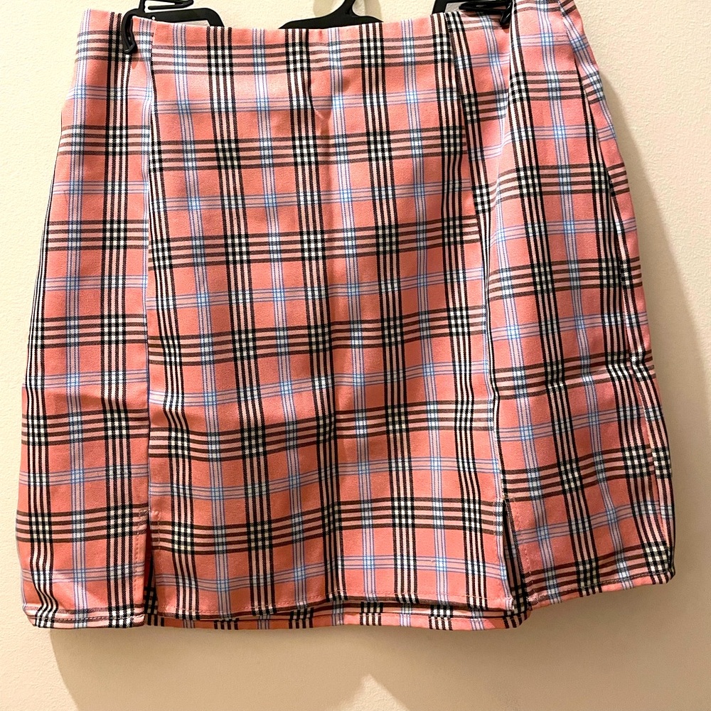 Mini plaid skirt, pink